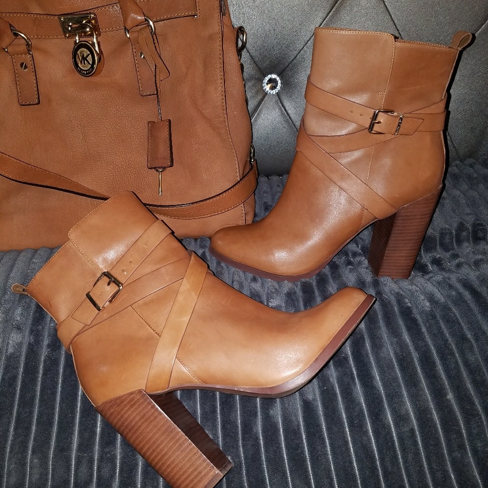 NEW👢Genuine Soft Leather Cognac / Camel Boots 9 - Picture 4 of 5